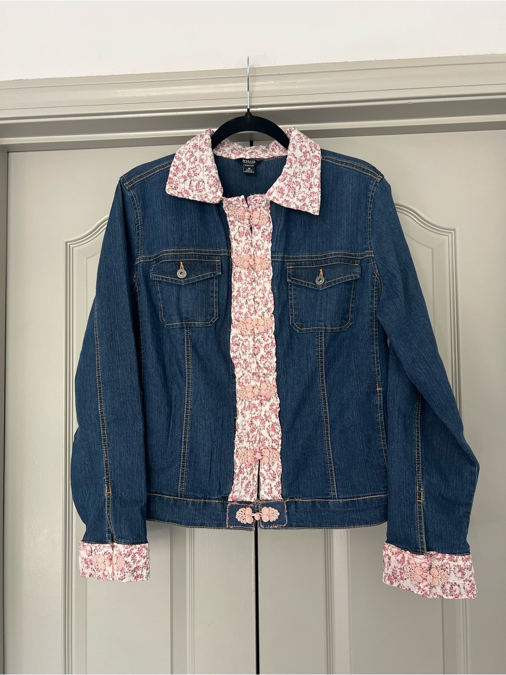 Lisa Skeels Original OOAK Upcycled Denim Floral Romantic Boho Jacket - Picture 2 of 9